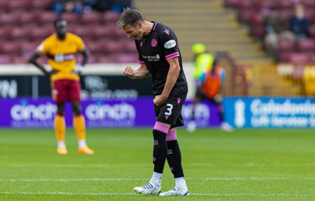 St Mirren's Scott Tanser celebrates