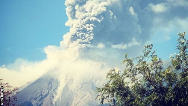 A volcano erupts in Antigua, Guatemala