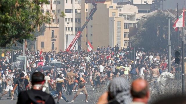 Beirut clashes four days after the devastating blast at the port, 8 August 2020