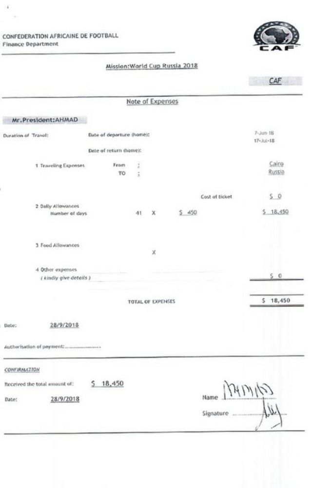 Le reçu pour le voyage d'Ahmad en Russie en juin, payé par la Caf