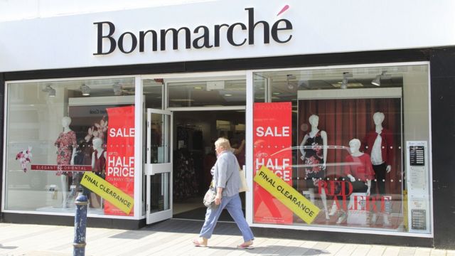 A branch of the women's clothing store BonMarche, part of the failed  Peacocks group of stores, about to close down, UK Stock Photo - Alamy