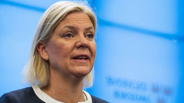 Magdalena Andersson durante la rueda de prensa en que anunció su renuncia este jueves 15 de septiembre.
