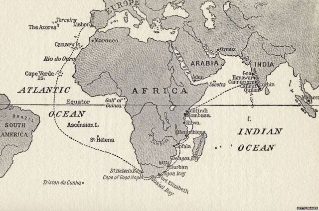 வாஸ்கோடகாமா இந்தியாவை அடைய இந்த வழியில் சென்றார்