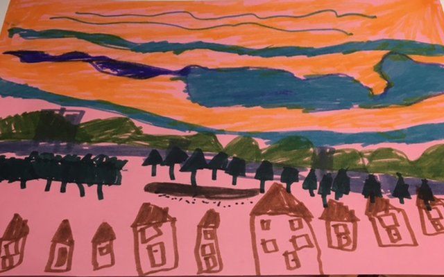 Child's drawing of sunrise