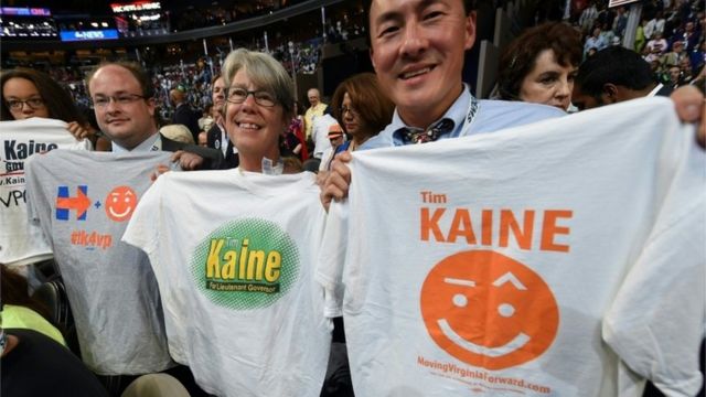ティム・ケイン副大統領候補を応援する人たち