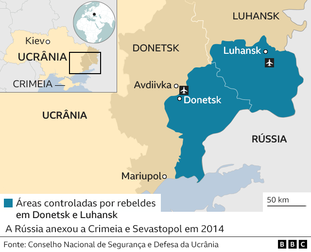 Map of separatist held areas in Ukraine
