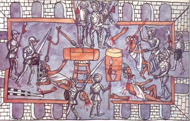 Una ilustración de la Matanza del Templo Mayor