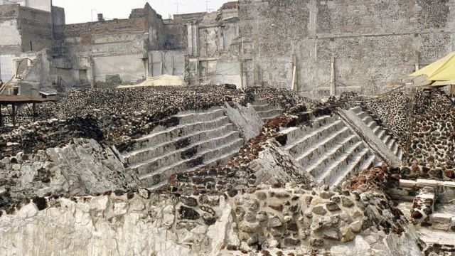 Foto das ruínas de Tenochtitlán