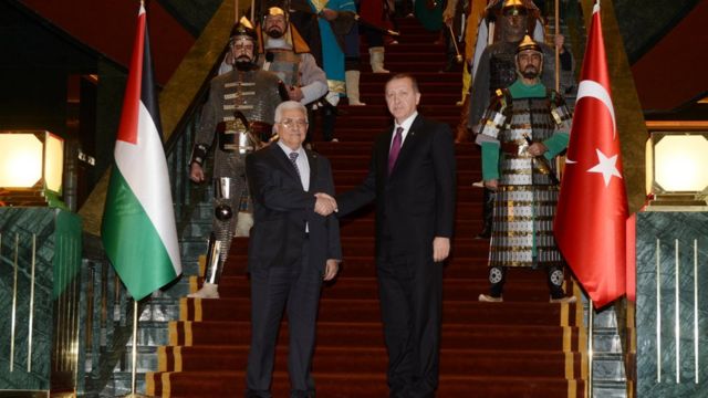 صدر اردوغان محمود عباس کے ساتھ