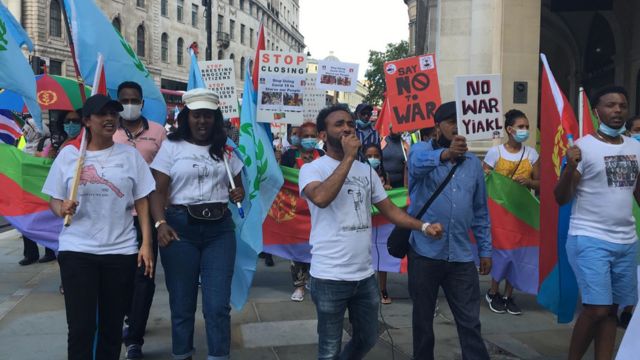 ኤርትራውያን ኣብ ሰላማዊ ሰልፊ፡ ለንደን፡ 6 ነሓሰ 2020