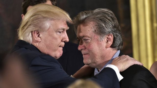 Trump and Bannon shake hands