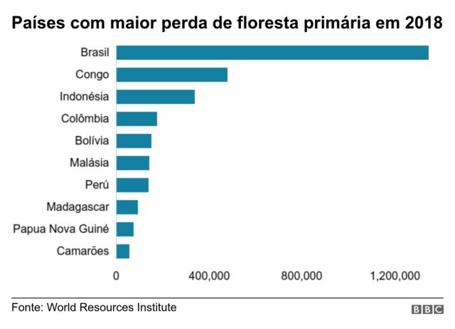 gráfico de desmatamento por país