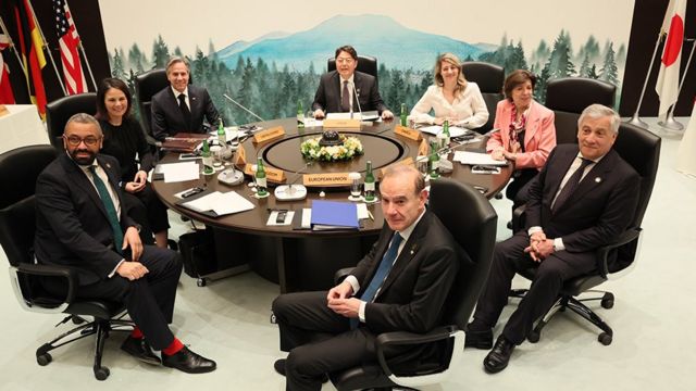 除了七国外长，欧盟也有代表参加G7外长会。(photo:BBC)