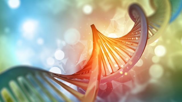 Ilustração das hélices representando o DNA