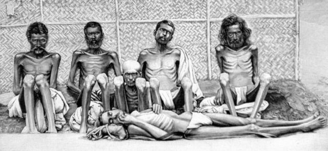 Fotografía de la hambruna en India de 1900