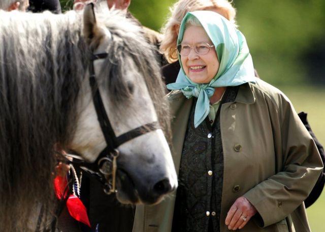 Królowa ze swoim koniem Balmoral Melody w 2007 roku.