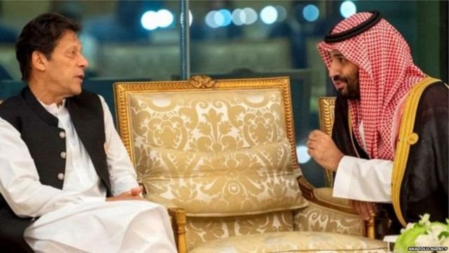 پاکستانی وزیر اعظم عمران خان اور سعودی عرب کے شہزادہ ولی عہد محمد بن سلمان