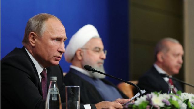 كان زعماء روسيا وتركيا وإيران قد التقوا في قمة في طهران عام 2018