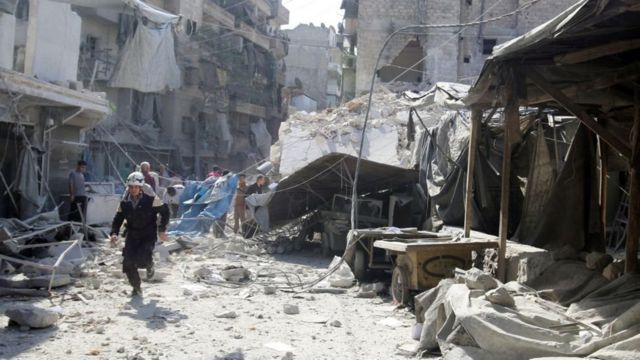 Hundreds of people have been killed since an assault by government forces on rebel-held parts of Aleppo began last month