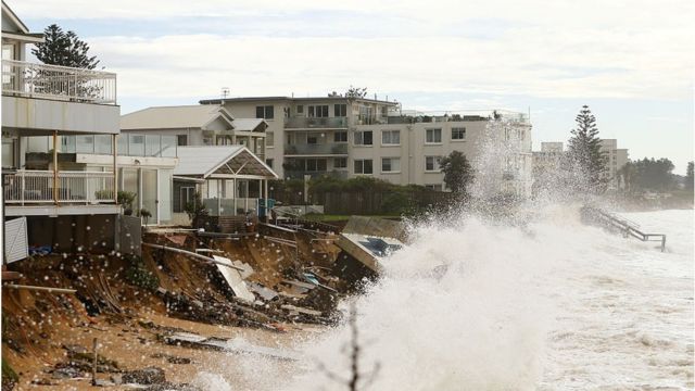 Damage to the beach at Collaroy, NSW