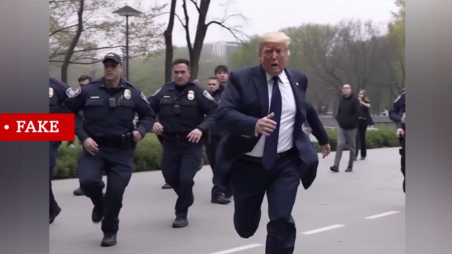 Imagen falsa de Donald Trump huyendo de la policía