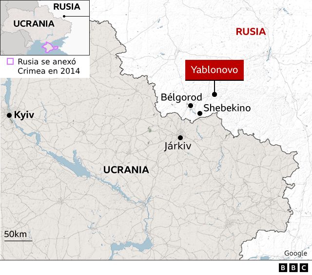 Mapa de la región entre Ucrania y Rusia donde cayó el avión.