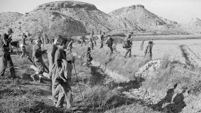 Homens fazendo trabalho de campo em Palomares