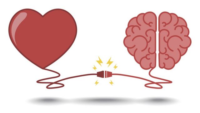 Ilustração de um coração ligado ao cérebro