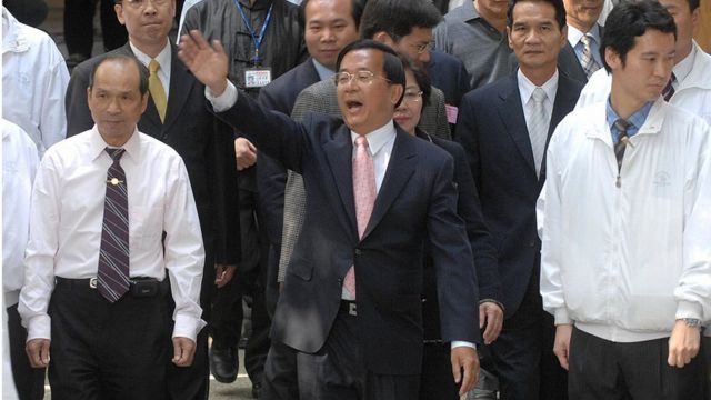 陈水扁（前排左二）在当选总统前也曾担任台北市长。