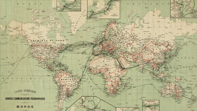 Mapa de las comunicaciones telegráficas en 1903. (Imagen: Norman B. Leventhal Map Center)