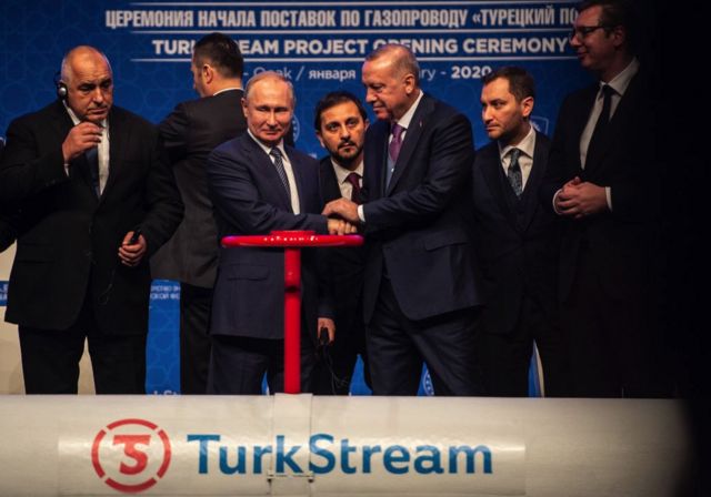 Путин и Эрдоган в 2020 году на открытии "Турецкого потока"