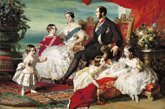 Pintura de la reina Victoria, el príncipe Alberto y su familia en 1846, de Franz Xavier Winterhalter.