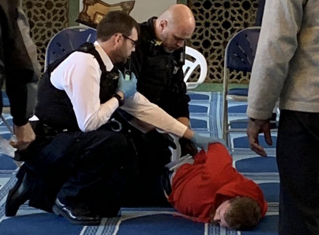 Police inside mosque