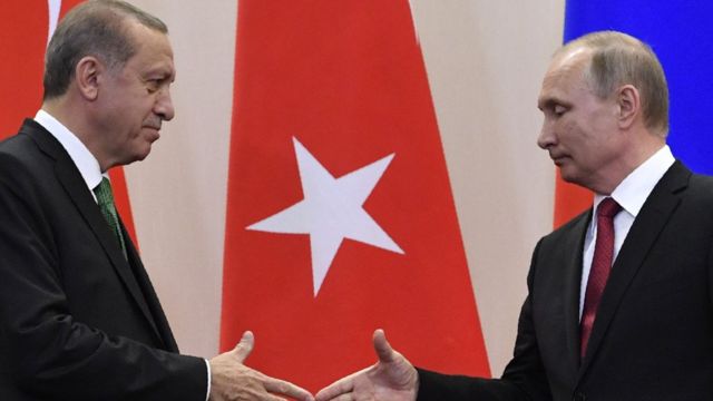 ولادیمیر پوتین و اردوغان رئیسان جمهوری روسیه و ترکیه