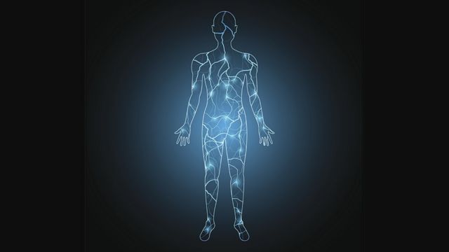 Imagen de un cuerpo humano con corriente eléctrica