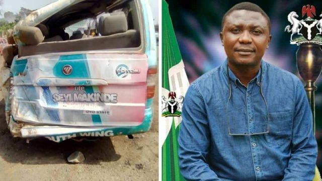 Aworan ọkọ ẹgbẹ oṣelu PDP Oyo ati ọmọ ẹgbẹ to d'oloogbe