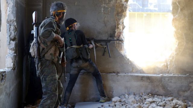 Combatientes rebeldes en Alepo