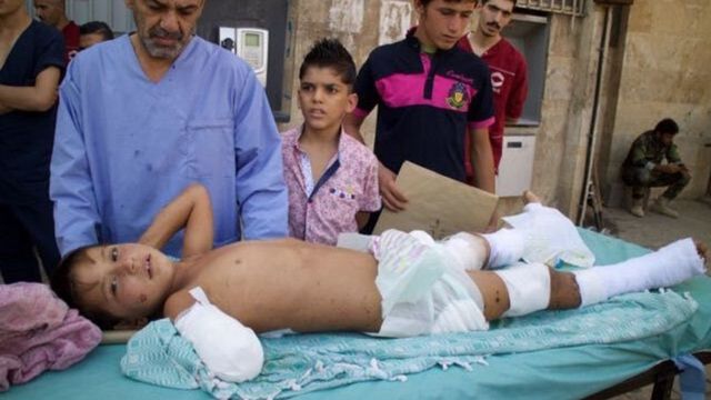 Hani, aged eight, called for his father as he left hospital