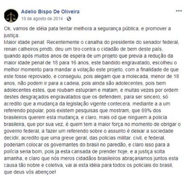 Facebook de Adelio Oliveira