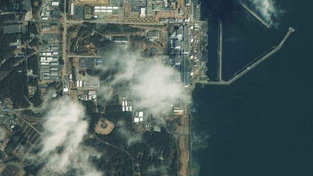 Photo taken by a satellite over the Fukushima nuclear power plant on March 12, 2011