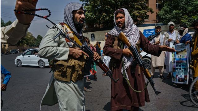 Two Taliban fighters in Kabul