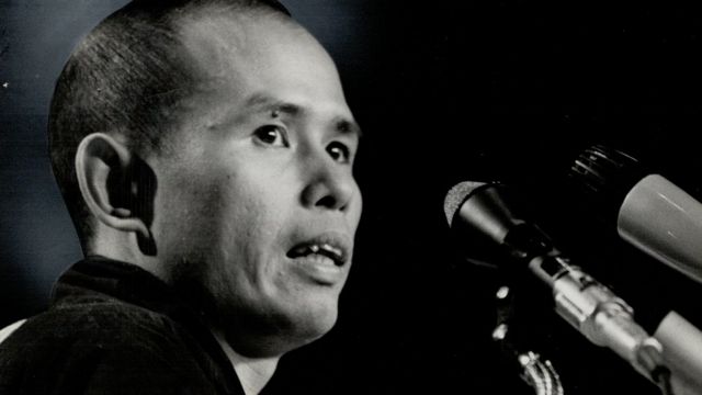 Hanh, en octubre de 1967, hablando contra la Guerra de Vietnam en Canadá.