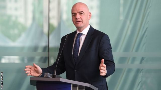 Gianni Infantino addresses delegates from the Asian Football Confederation