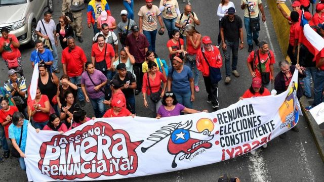 Manifestación de apoyo a Chile en Venezuela