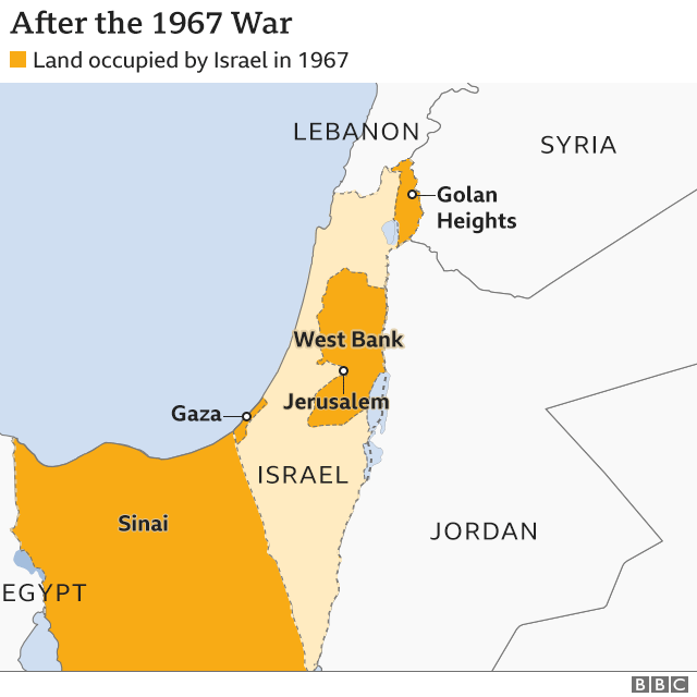 Map of region after 1967 war