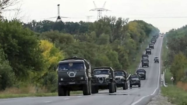 A column of Russian military vehicles approaches the Kharkov region, says the Russian military.