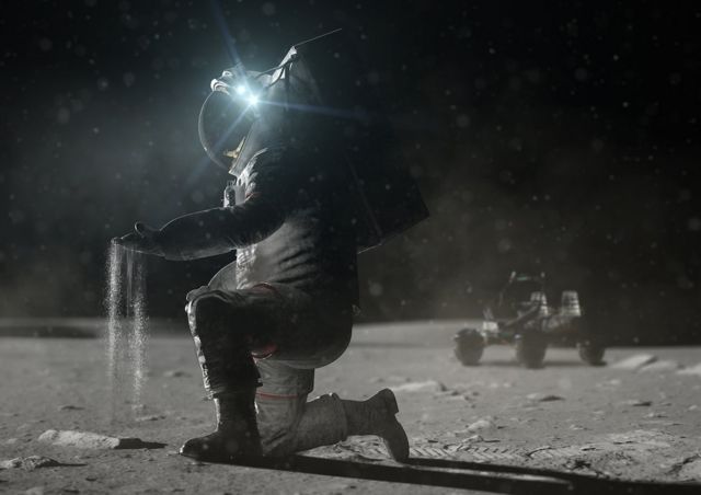 Illustration of an astronaut on the moon
