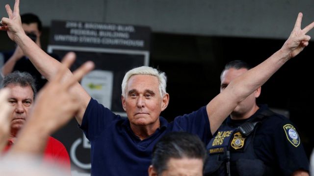 Roger Stone outside court in Fort Lauderdale, Florida,