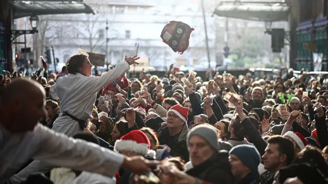 Smithfield meat market Christmas auction, London, UK