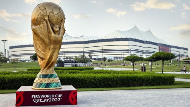 A view of Al Bayt Stadium and a FIFA World Cup